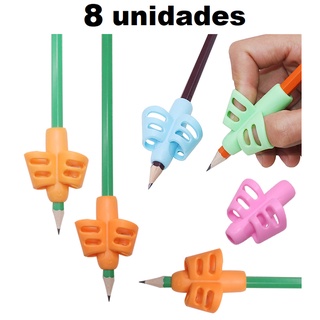 8 unidades Adaptador para Escrita Apoio De Dedos p/ segura lapis ou caneta Stetro Ergonômico Autista