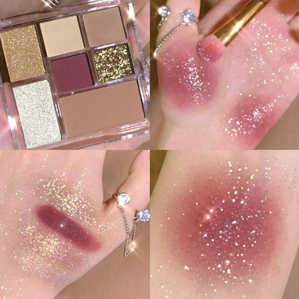 Sombra Portátil Sete Cores Sombra Terra Cor Glitter Sequins Matte Pearlescent Waterproof Paleta de Sombra Portátil Preguiçosa Tangram Paleta de Sombra Divertida Base de Contorno Sombra para Iniciantes