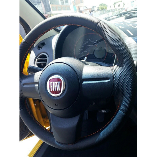 Capa De Volante Costurada Fiat 500 Em Couro Creme