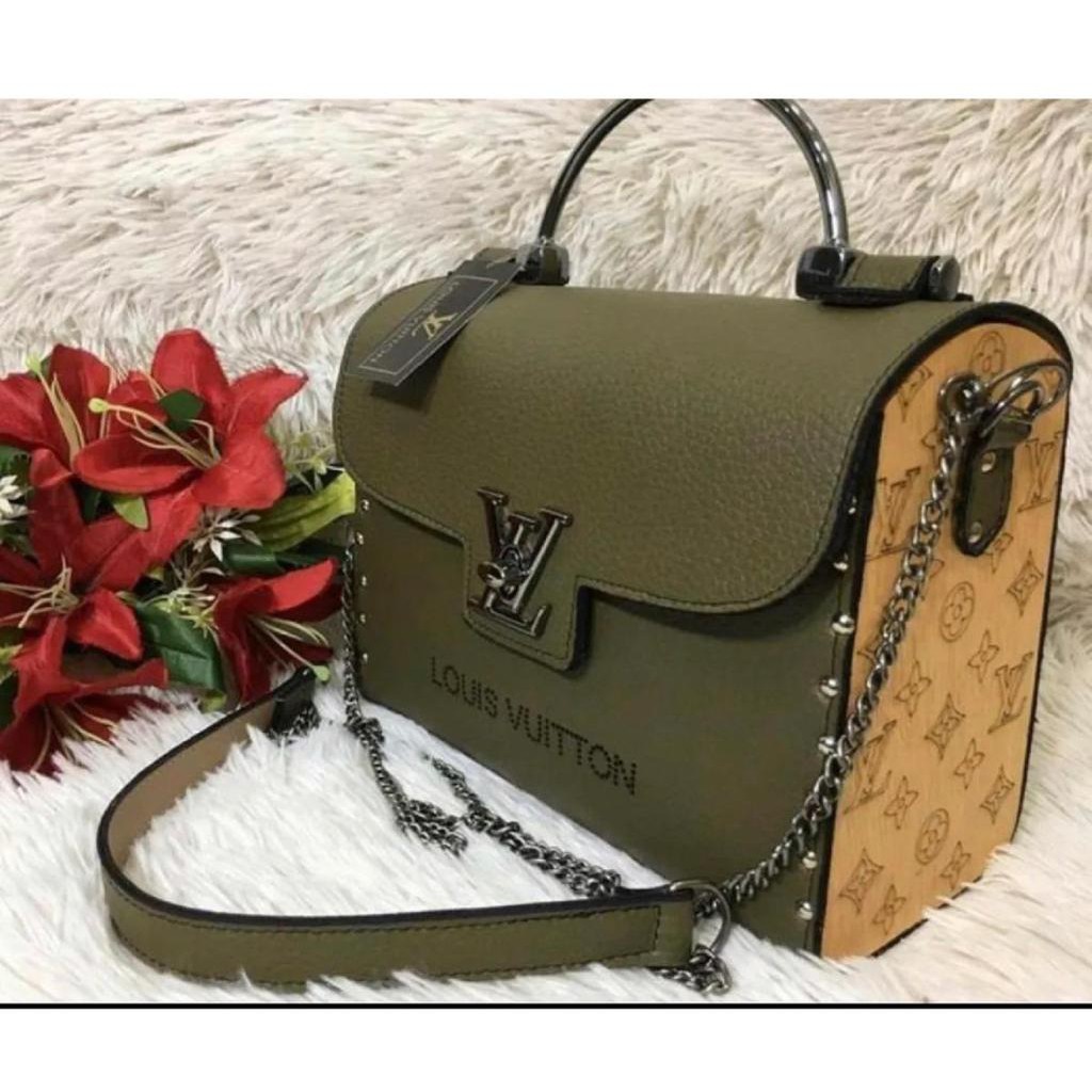 Bolsa Elegante Feminina LV Baú de Mão e Alça Transversal