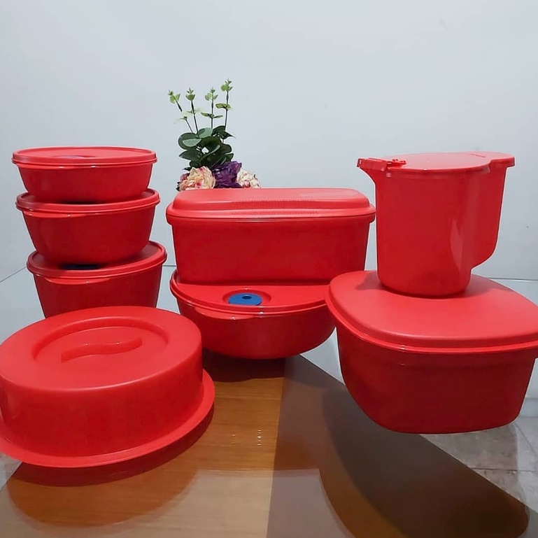 KIT Tupperware 8 Peças Para Vasilhas Microondas Vermelha ORIGINAL