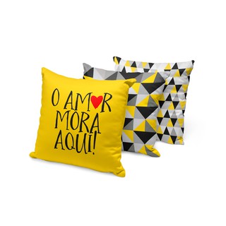 Kit 3 capas de almofadas geométrica amarelo e preto