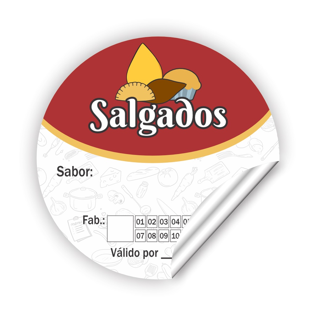 100un Adesivo Salgado 5cm Pronto Rótulo Etiqueta Escrever Sabor ...