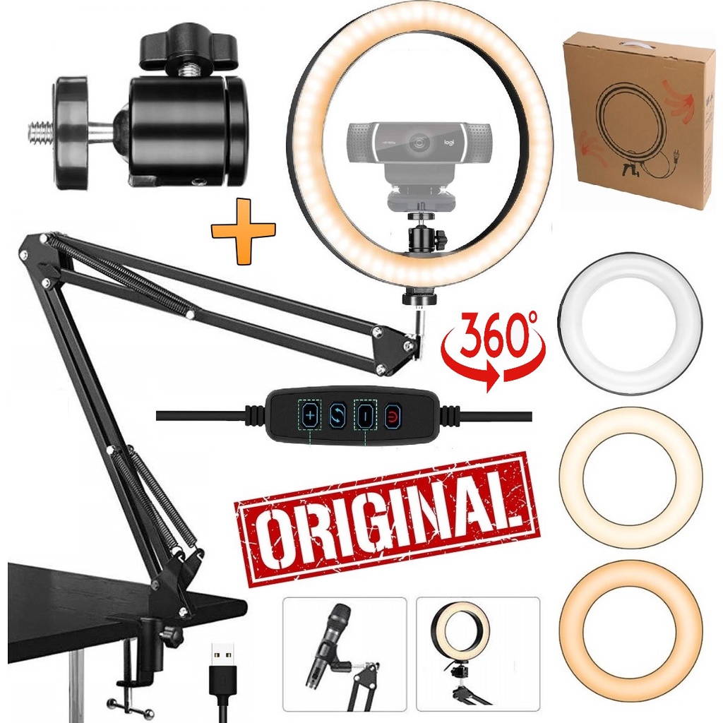 Ring Light Luz Anel Led Iluminador + Suporte Pedestal Mesa Braço