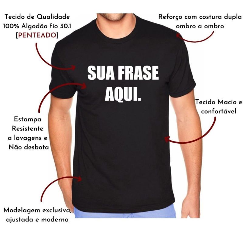 Camiseta Personalizada Unissex Sua Arte Aqui 100% Algodão