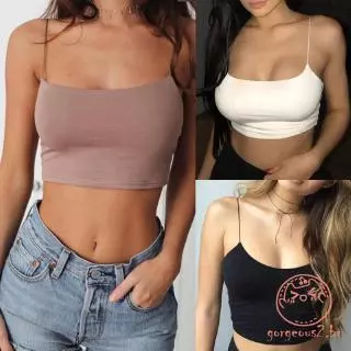 Regata de alça fina de cor lisa, roupas de verão para mulheres