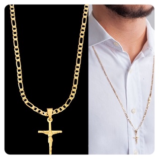 Corrente Masculino Banhada A Ouro 18k Cordão Ping Cruz