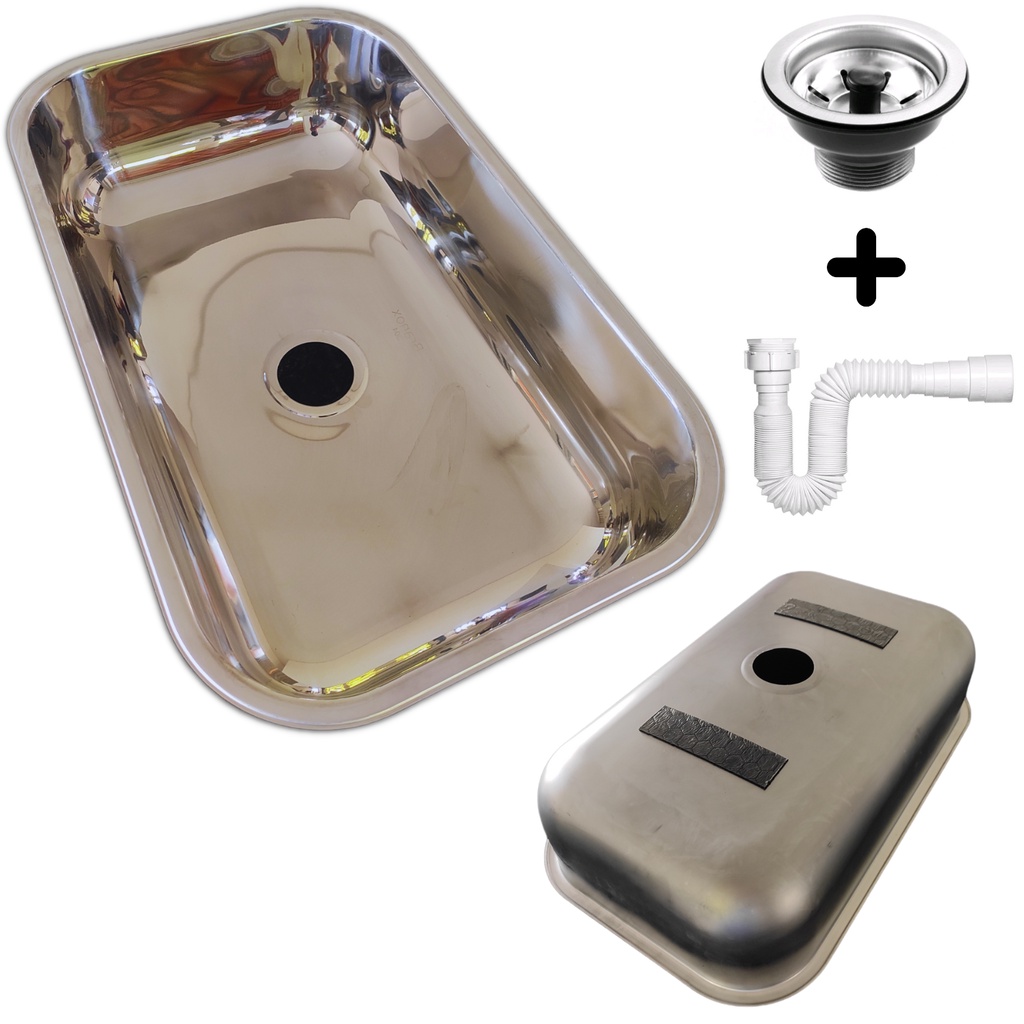 Cuba Inox Cozinha 304 Gourmet 56x34x17 Cm Retangular Aço Inox AISI De ...