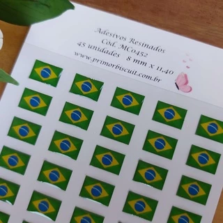 Adesivos Resinados MC0452 - Bandeira de Brasil - Retângulo 8mm x 11,40mm