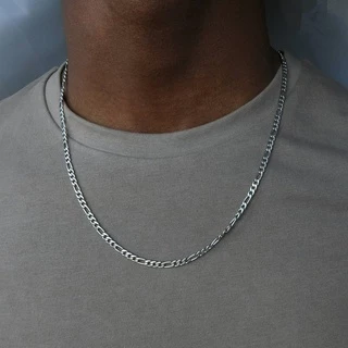KIT Cordão Corrente e Pulseira 3 P0R 1 70 cm Barato Aço Cirúrgico Inox Masculino fina Prata Elo 4 mm
