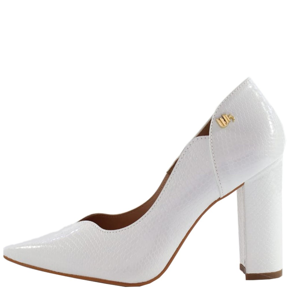 Scarpin salto grosso store branco