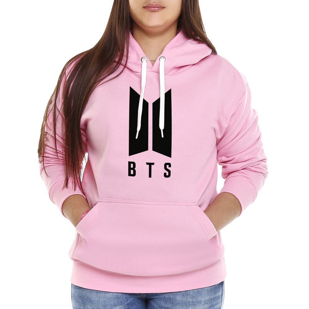Blusa de Frio Moletom BTS Feminino Em Algodão Com Capuz Shopee