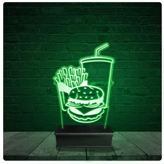 Luminária Abajur Led Hamburguer Lanchonete Hamburgueria