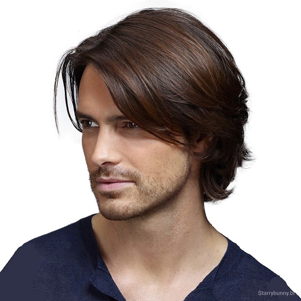 Como peruca masculina de cabelo curto preto cor combinando bonito