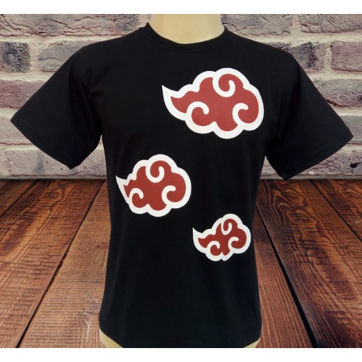 Camiseta Camisa Nuvem Vermelha Akatsuki Símbolos Naruto Shippuden Unissex  Preta 100% Algodão