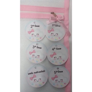 Kit saquinho organizador  Maternidade 6x com ziper + tags tela