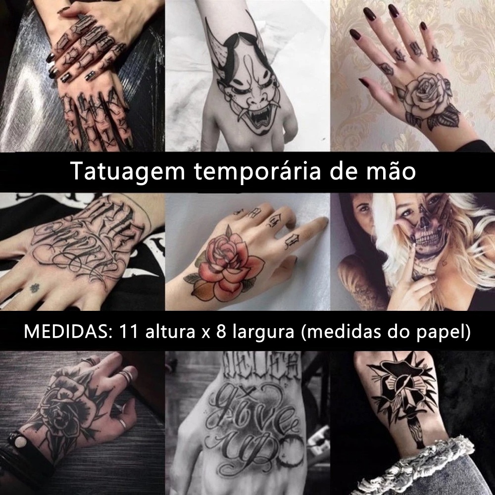 Tatuagem Temporária Mão De Fátima Masculina Feminina Vr 13