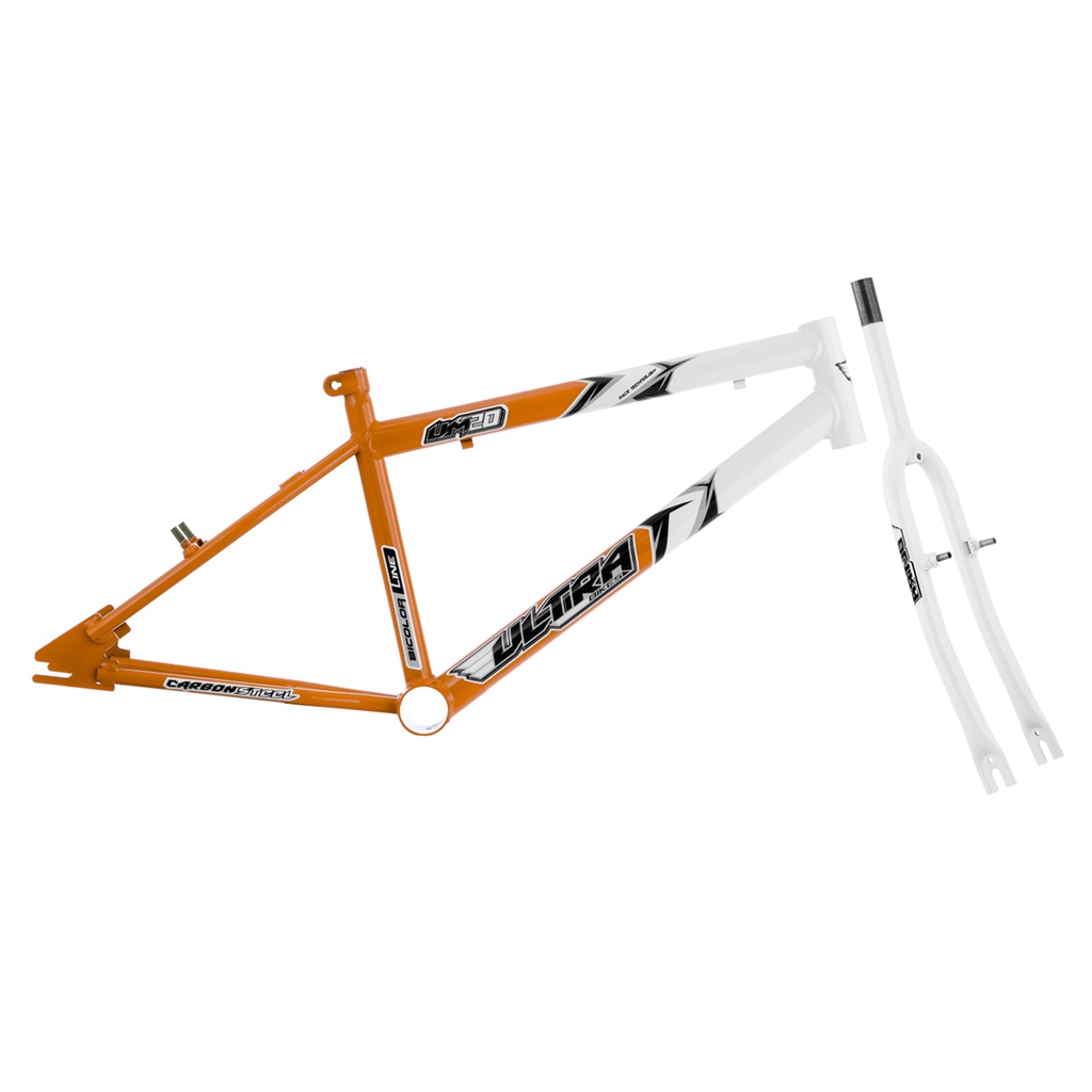 Quadro e Garfo Aro 20 Para Bicicleta Ultra Bikes Em Aço Carbono Bicolor Masculino Feminino