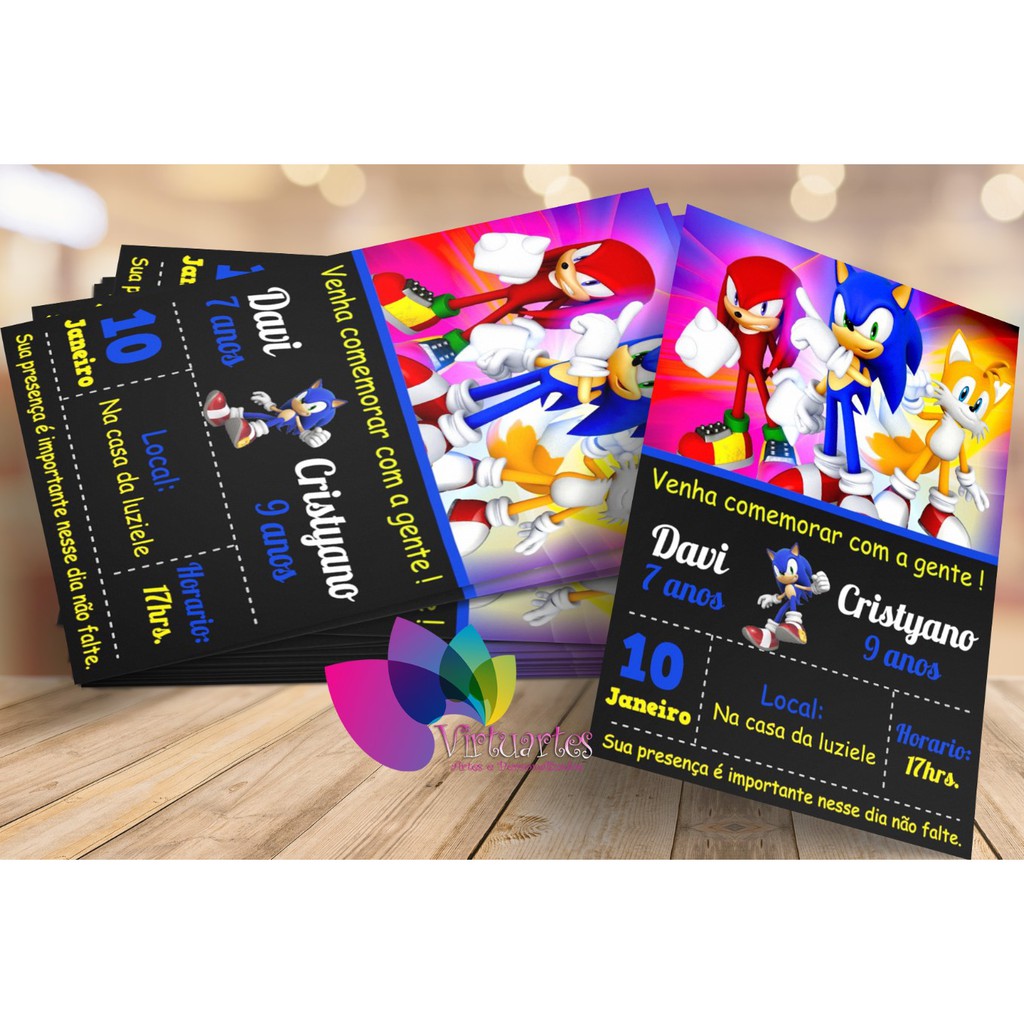 Convite Aniversario Virtual Personalizado Interativo Sonic 2