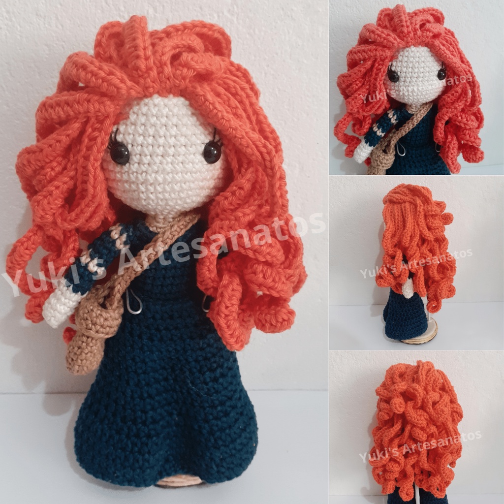 Boneca Merida (Valente) - Princesas Disney Amigurumi