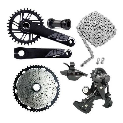 Kit grupo absolute 12 velocidades 1x12 mtb bike cassete 11-50 original 12v