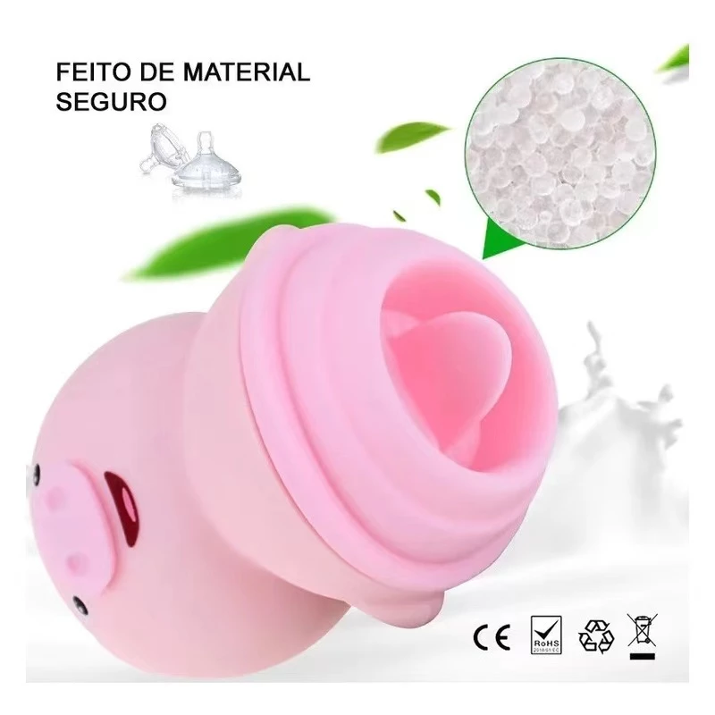 VIBRADOR CERDITO masturbador femenino con simulador de lengua - 6 modos de vibración