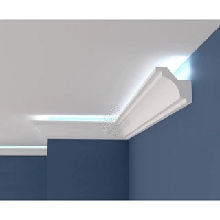 3 metros de Moldura rodateto de XPS liso 7,5cm Sanca p/ fita de LED iluminação indireta cantoneira ñ gesso madeira pvc eva