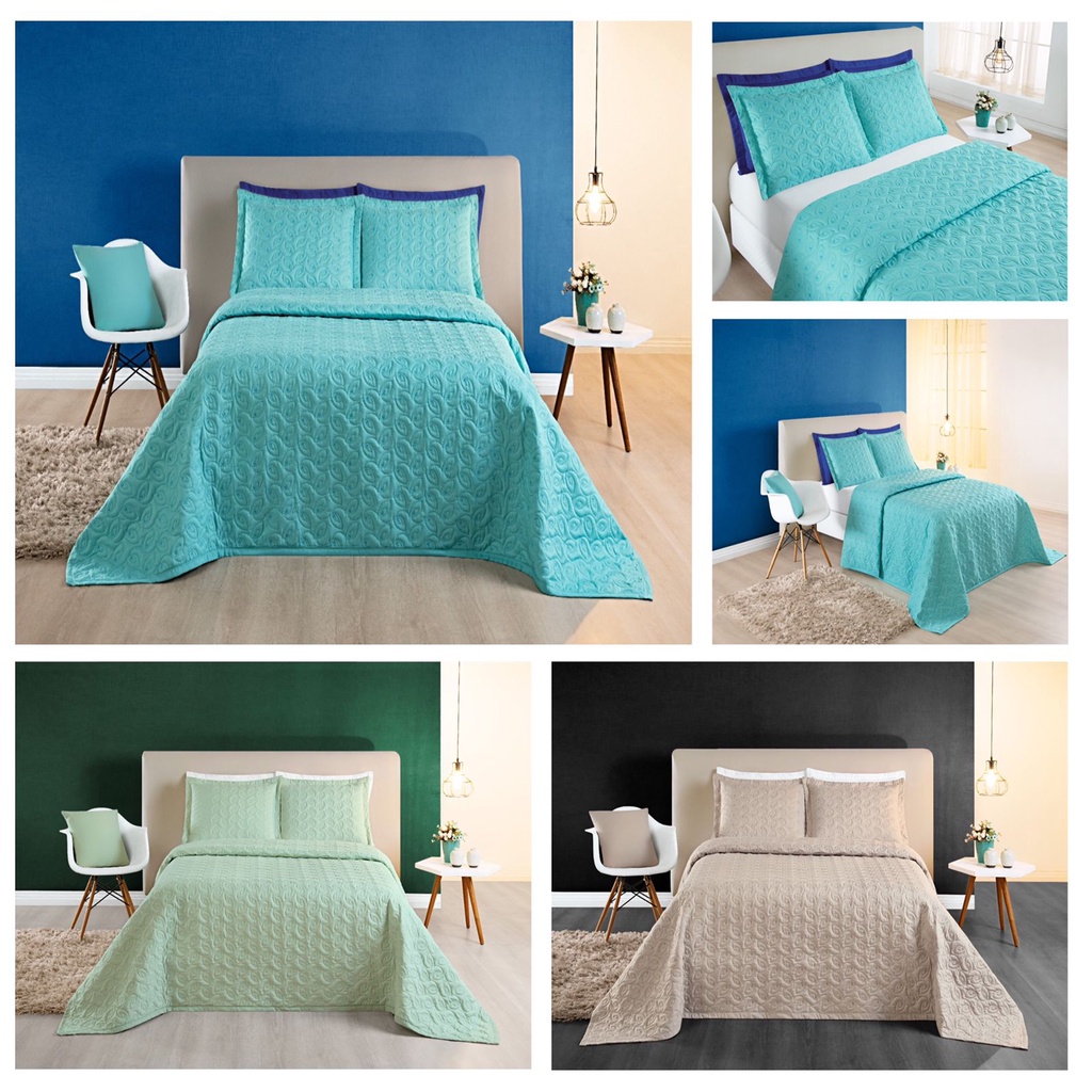 CONJUNTO CAMA CASAL SUPER KING LUXUOSA BORDADA COBRE LEITO AGATA MICRO ...