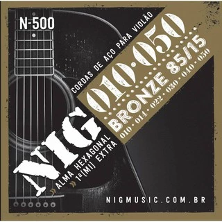 ENCORDOAMENTO CORDA VIOLÃO NIG N500 AÇO/BRONZE 010/050 + Palhetas