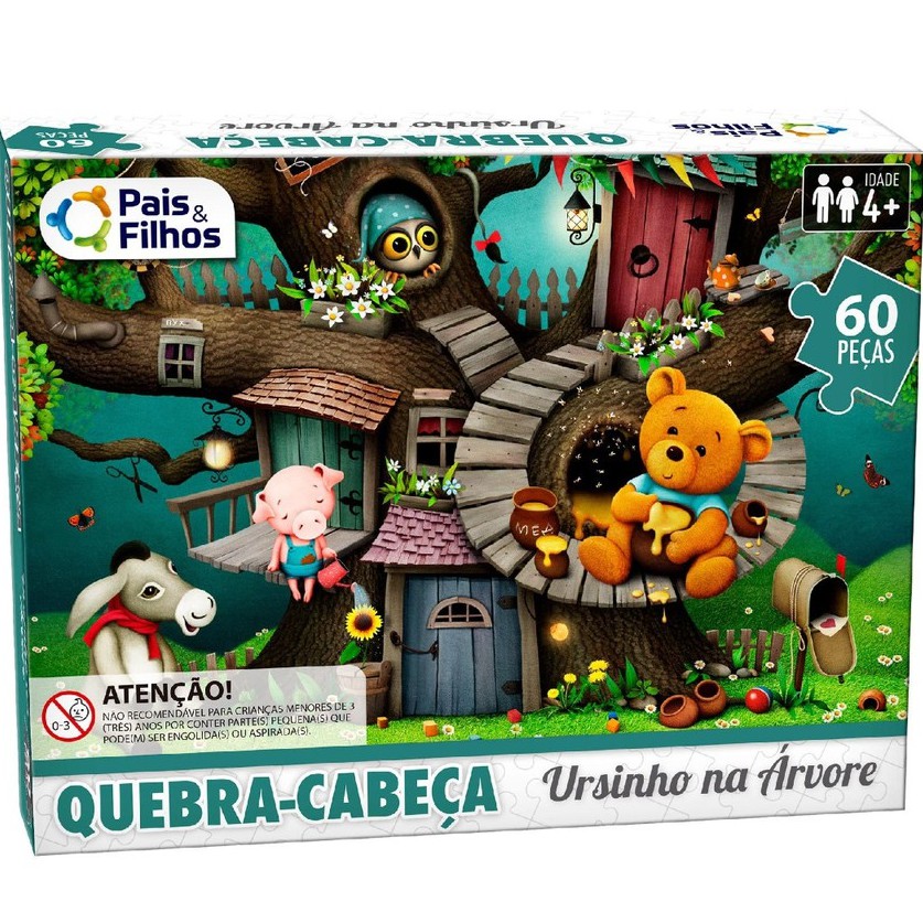 Brinquedo Infantil Jogo Quebra Cabeça 60 Peças Ursinho Na Arvore - Premium  Pais e Filhos