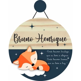 Enfeite Porta Maternidade Raposa  - Nome personalizado - Decoração para quarto! GUIRLANDA - FLÂMULA. em Oferta na Shopee