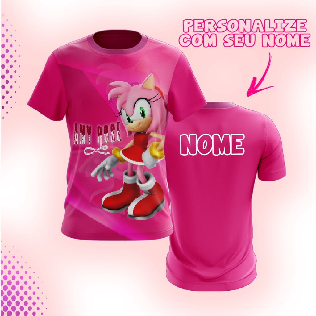 Camiseta Raglan infantil Amy Sonic Rosa - Calor desenho sonic camiseta do  personagem sonic rosa