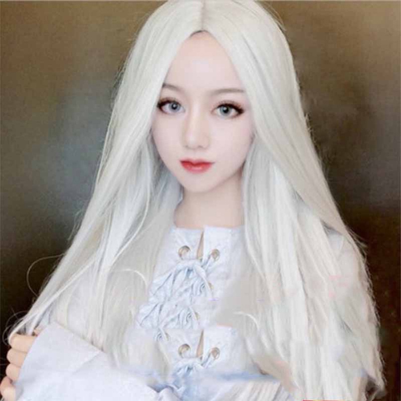 Cherish 75 Cm Longo Resistente Ao Calor Do Cabelo Em Linha Reta Peruca Cosplay Branco De Comprimento Médio Cinza Branca