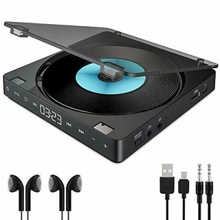 CD Player Portátil Recarregável 1200mAh Botão Touch Bateria Disk Preto Novo