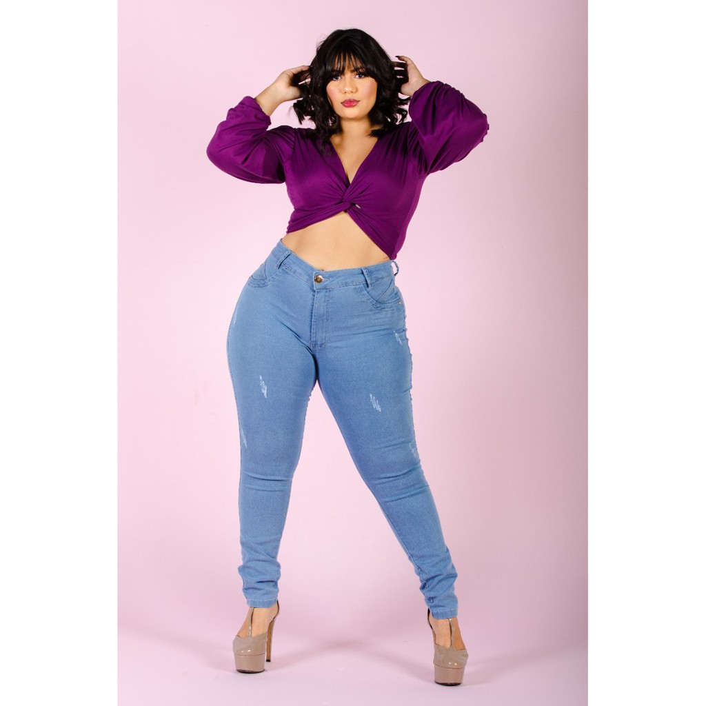 Calça jeans best sale clara plus size