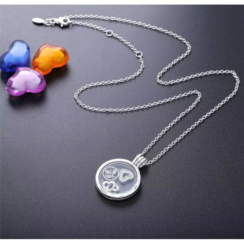 Colar com Medalhão Cápsula Inspiração Pandora Prata 925 Legítima ...