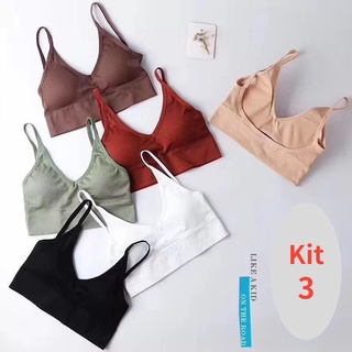 Kit 3 Tops Para Mulheres Roupa Íntima Sutiã Push Up Sem Fio Plus Size Spandex Beauty Back Lingerie Frontal
