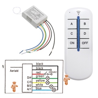 Modulo interruptor Inteligente 4 vias sem fio on/off lâmpada de controle remoto transmissor receptor