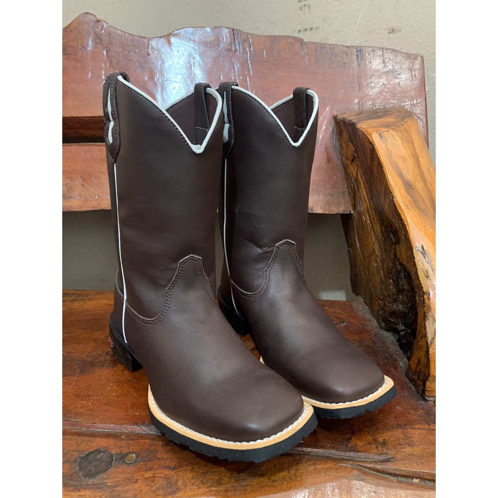 Botas Masculina Lisa Cano Longo Country Texana Rodeio Bico Quadrado ...
