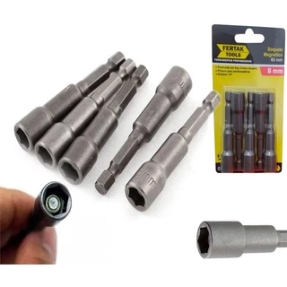 Jogo Bits Soquetes Magnético Parafusadeira 8mm Kit 5 Peças Profissional Ponteira em Oferta na Shopee