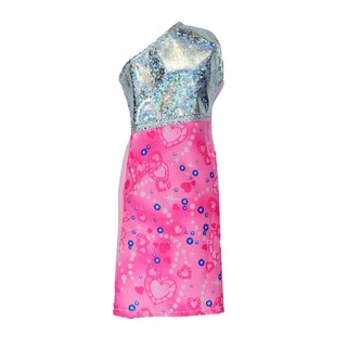 Vestido Para Boneca - Basic Doll Dress - Rosa com Cinza