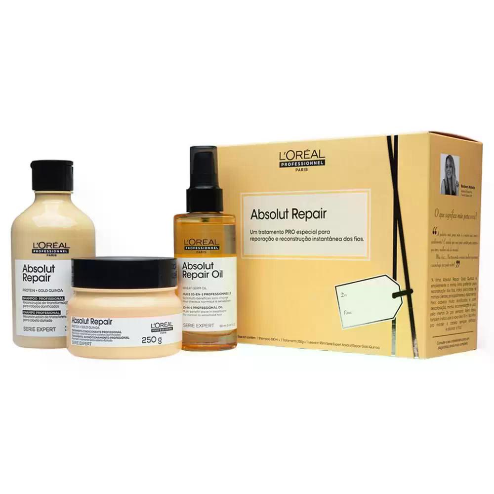 Loreal Kit Trio Absolute Repair Gold Quinoa Sh+Máscara+Absolute Repair ...