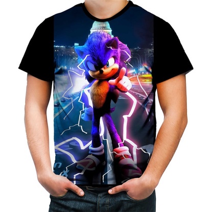 Camiseta Infantil Sonic o Filme Porco Espinho The Hedgehog