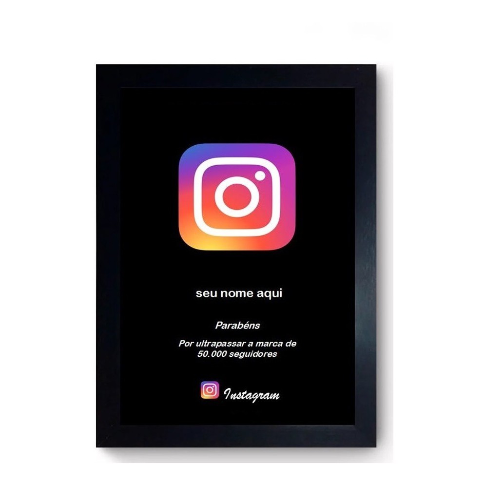 Quadro Placa 50.000 Inscritos Instagram Personalizado 