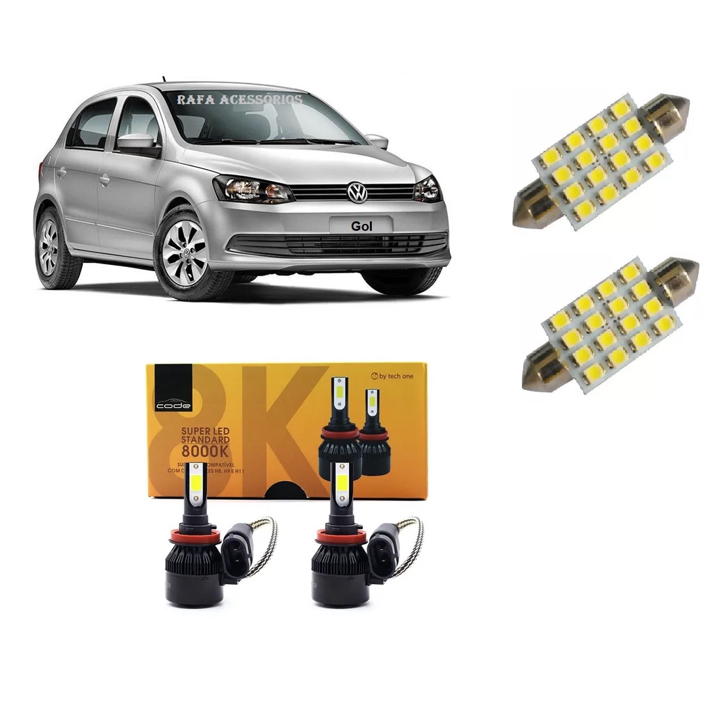 Kit Lampada Super Led H11 8000K 7800 Lumes Farol De Milha Branca Gol G6 ...