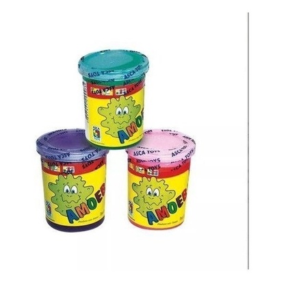 Kit 3 Amoeba Original Colorida Geleia Slime Massinha Barata