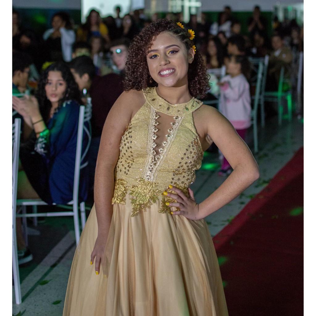 Vestido de store 15 anos bege