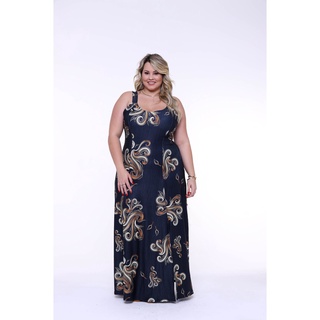 Vestido estampado Plus Size longo para festas roupa feminina