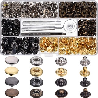 Put 100 Conjuntos Pressão Fixadores Couro Snaps Botão Kit 12,5mm / 0,49 Polegadas