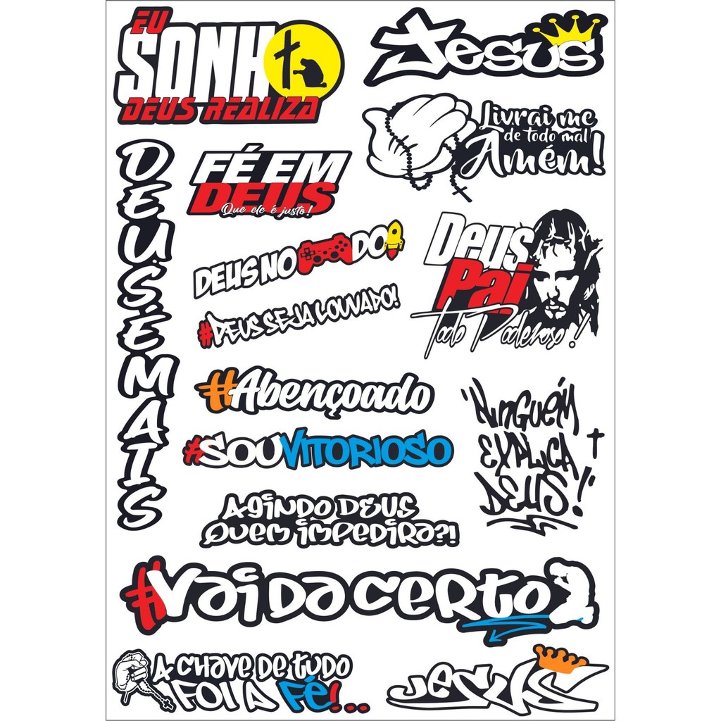Kit De Adesivos Evangelico Gospel Sticker - Cartela 15 Peças